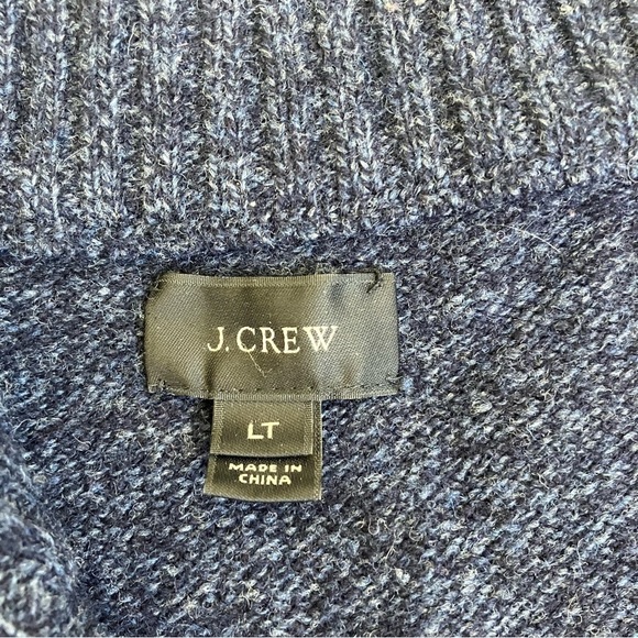 J. Crew 1/4 Zip Mock Neck Wool Knit Sweater Marled Navy Blue Casual Sz L Tall - Picture 11 of 15